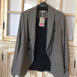 Boden tweed lightweight blazer - grey & pink check